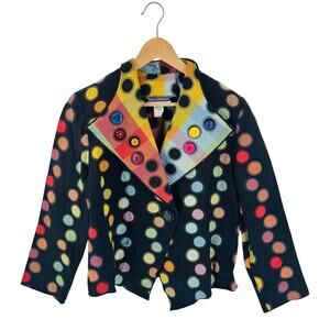 Vintage Marylou Ozbolt Storer Polka Dot Blazer Avant Garde Statement Jacket Sz L